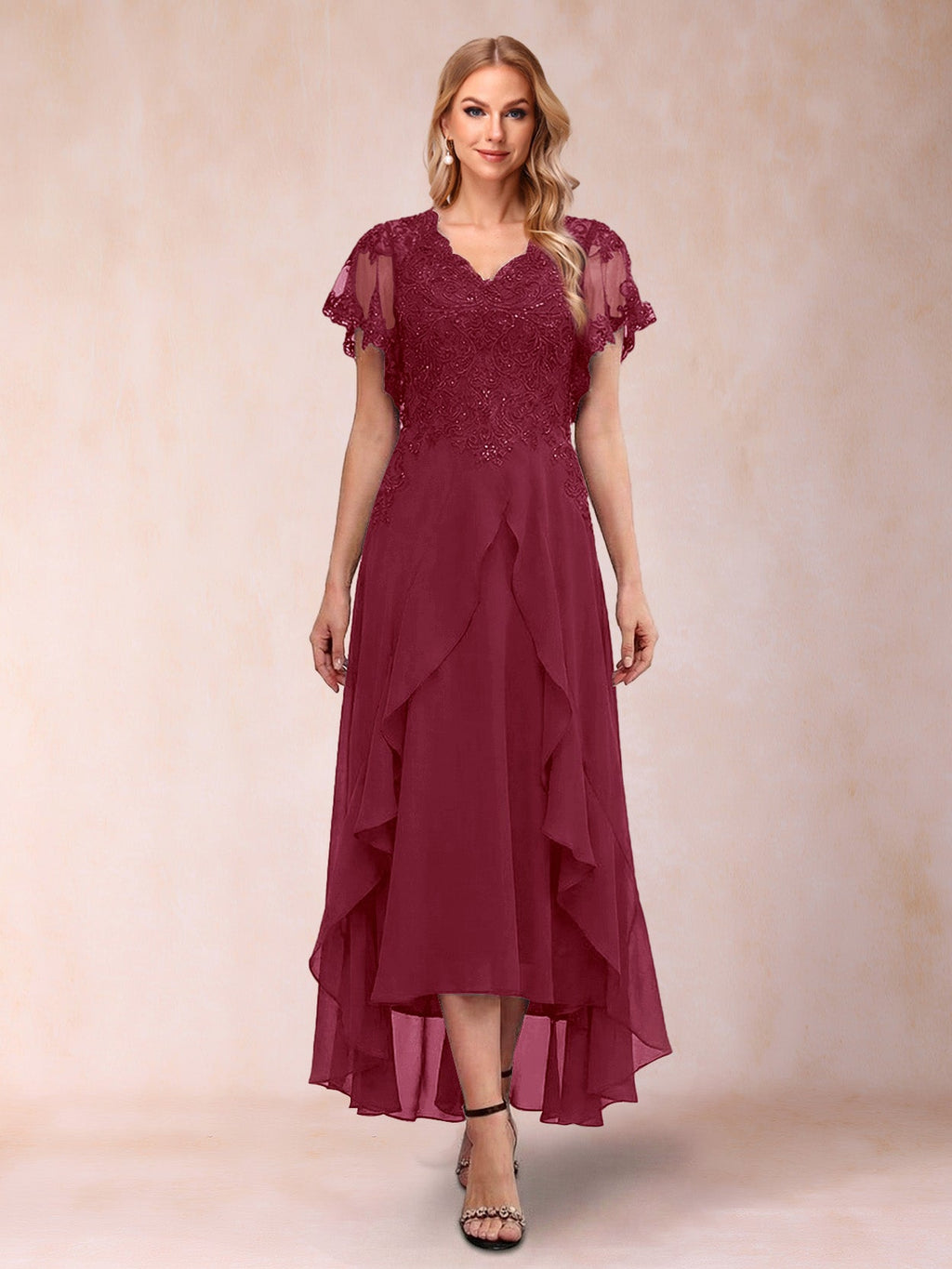 Eleanora Bloom Burgundy back view mother of the bride dress