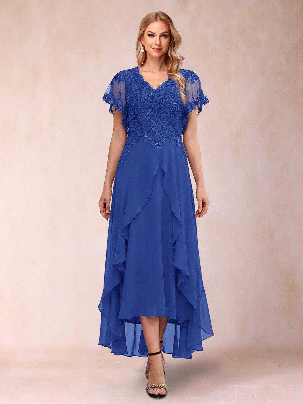 Eleanora Bloom Royal Blue back view mother of the bride dress