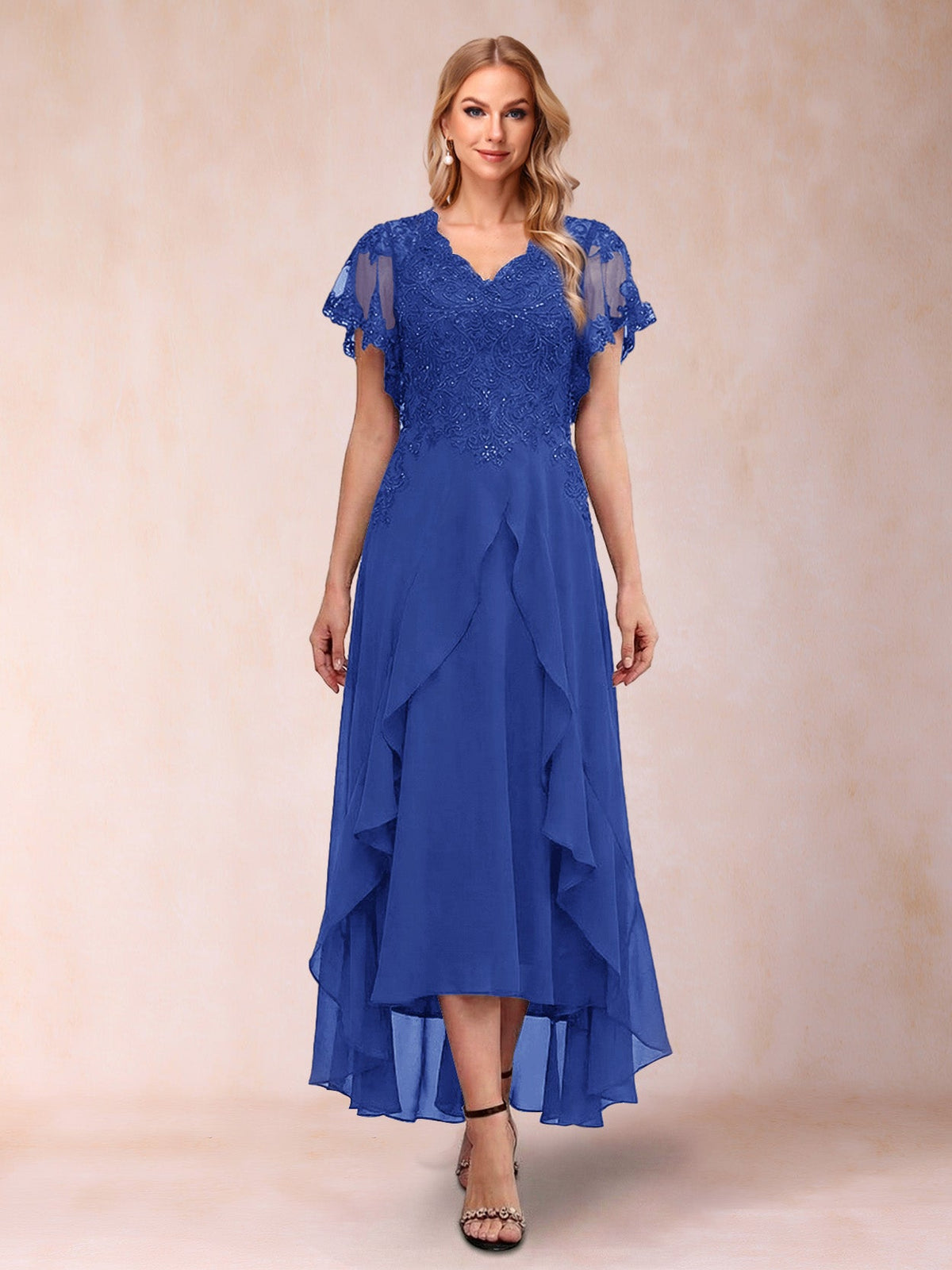 Eleanora Bloom Royal Blue back view mother of the bride dress
