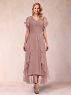 Eleanora Bloom Mauve front view mother of the bride dress