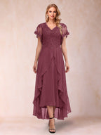 Eleanora Bloom Plum front view mother of the bride dress