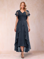 Eleanora Bloom Navy Blue side view mother of the bride dress