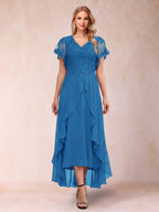 Eleanora Bloom Ocean Blue front view mother of the bride dress