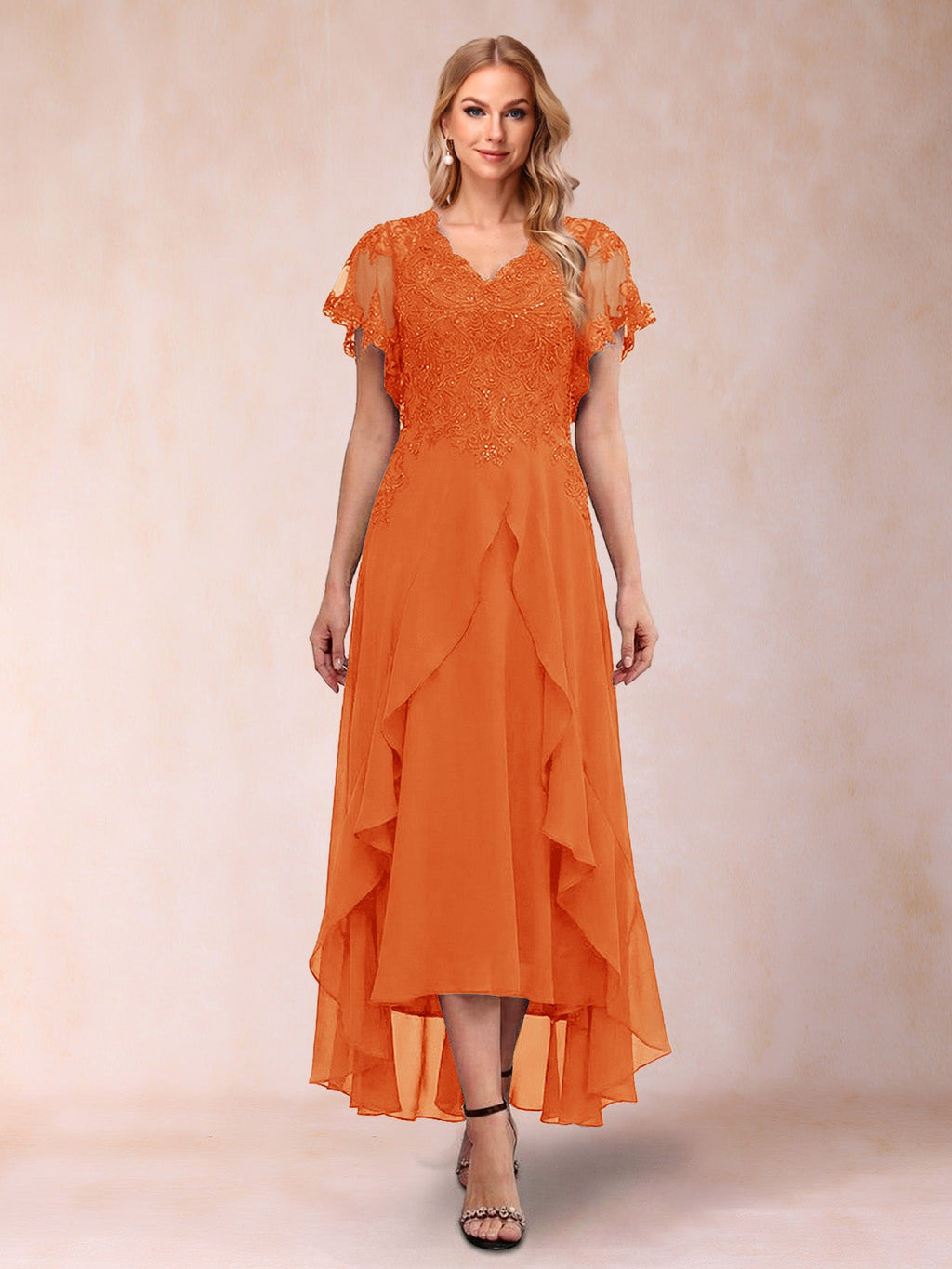 Eleanora Bloom Orange front view mother of the bride dress