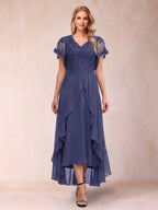 Eleanora Bloom Dusty Blue back view mother of the bride dress
