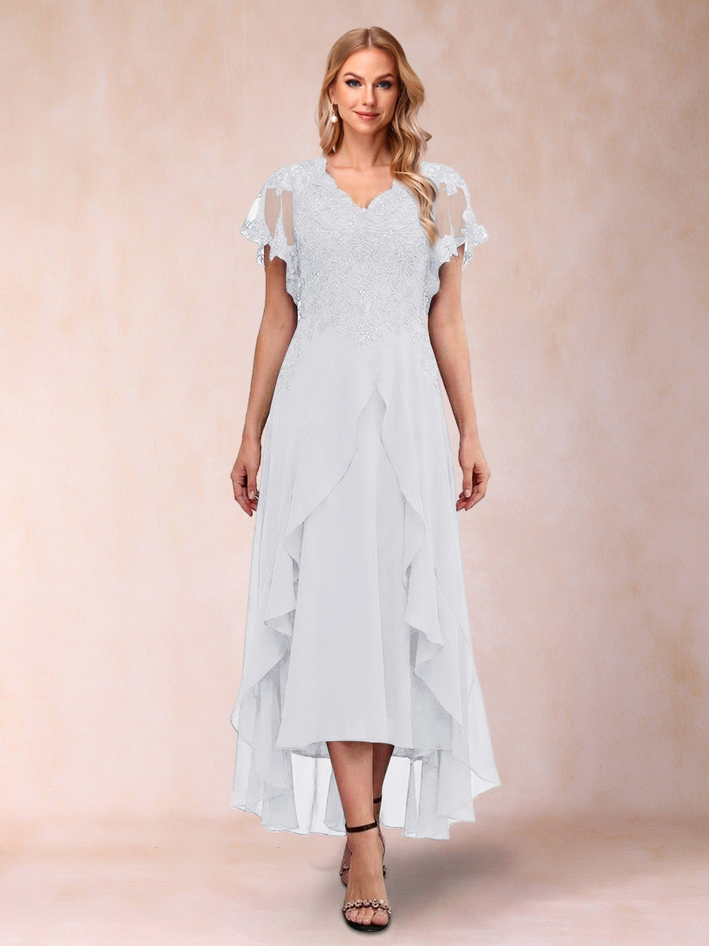 Eleanora Bloom White front view mother of the bride dress