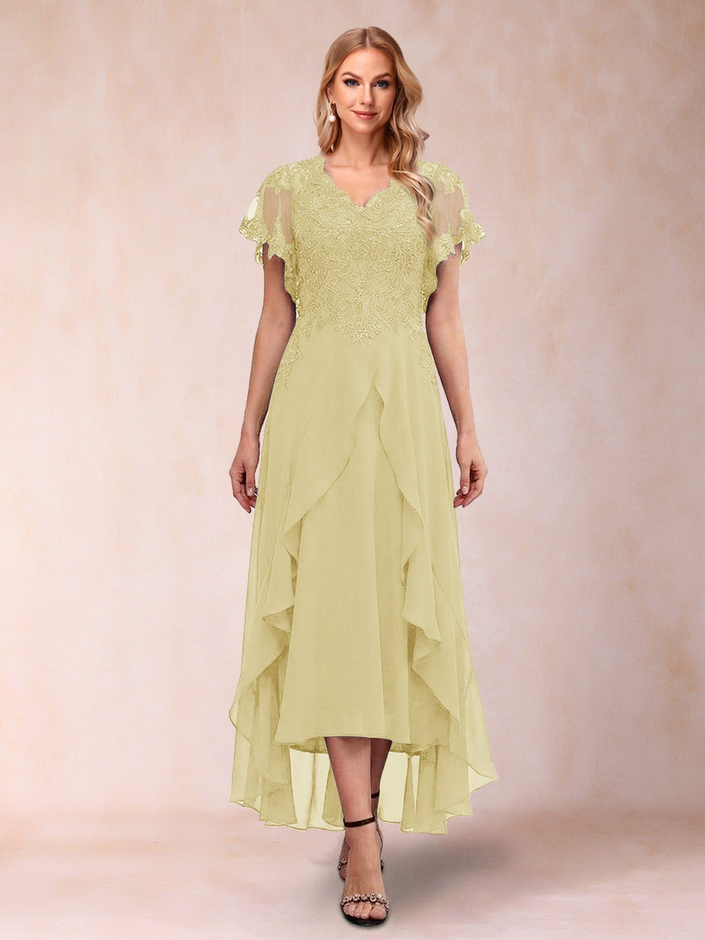 Eleanora Bloom Yellow front view mother of the bride dress