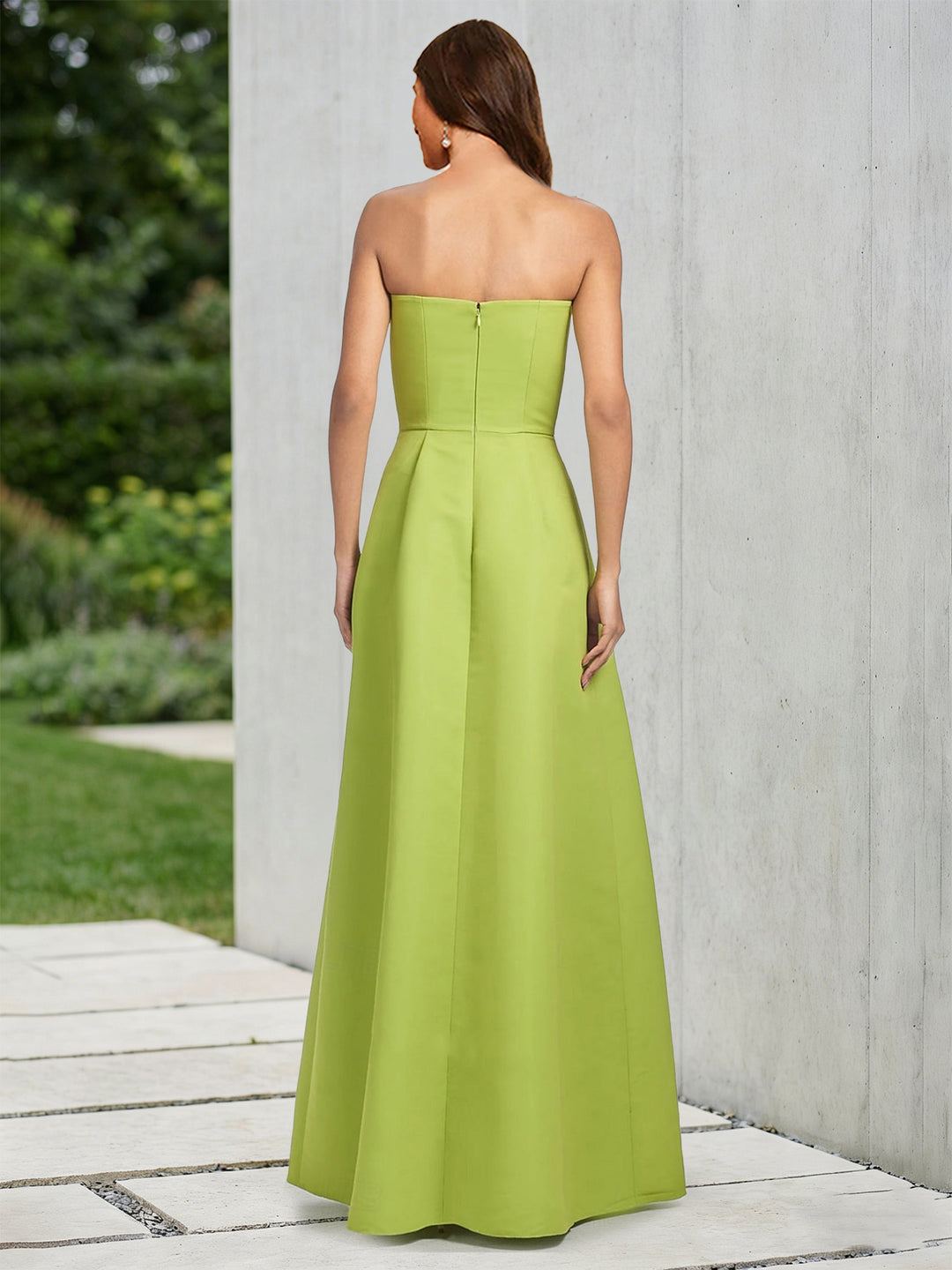 Ginevra Bloom Sage Green back view prom dress