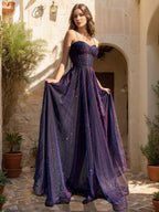 Florienne Lake Plum front view prom dress