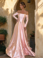 Damarielle Snow Pearl Pink front view prom dress