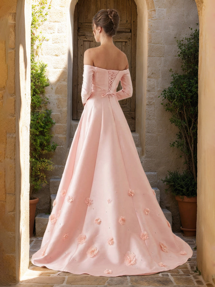 Damarielle Snow Pearl Pink back view prom dress