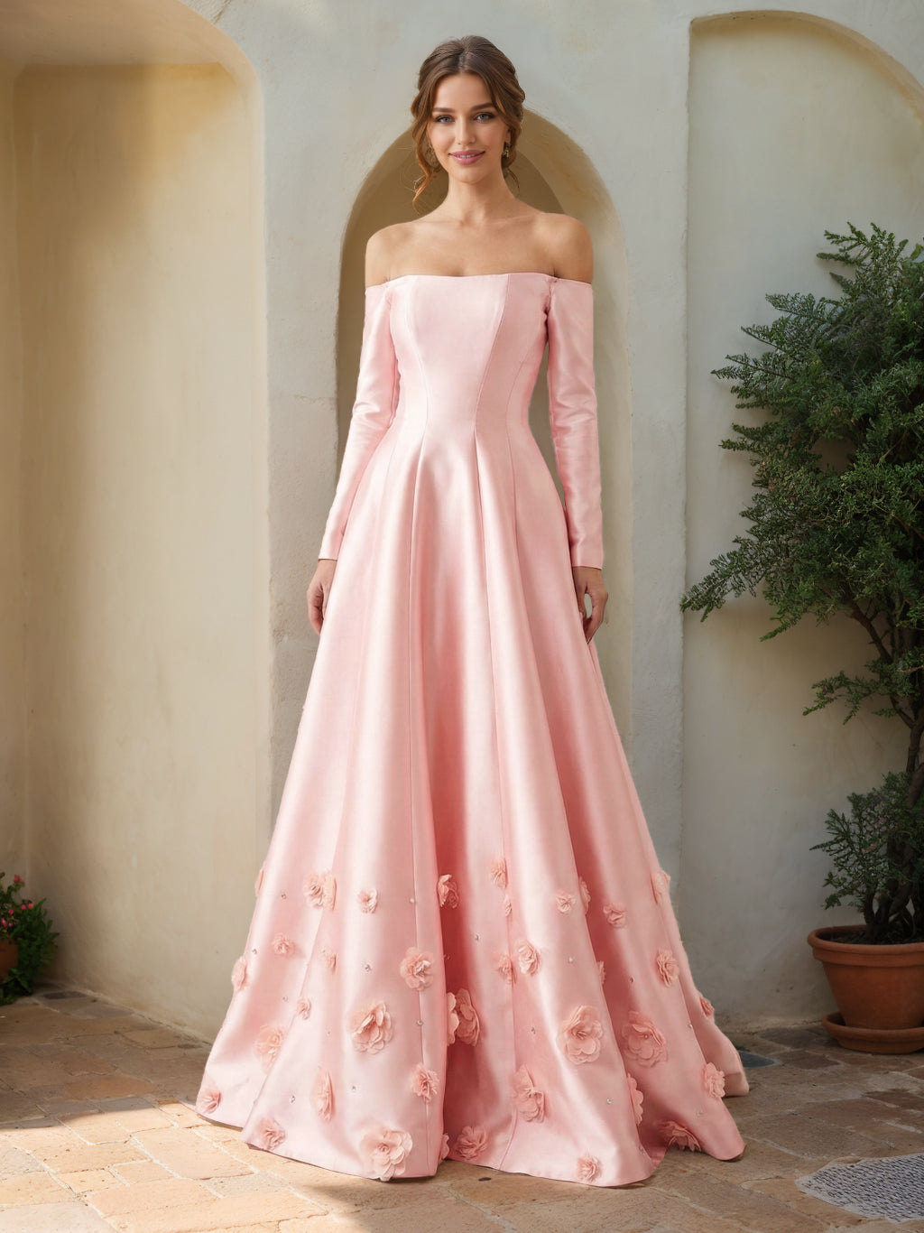 Damarielle Snow Pearl Pink side view prom dress