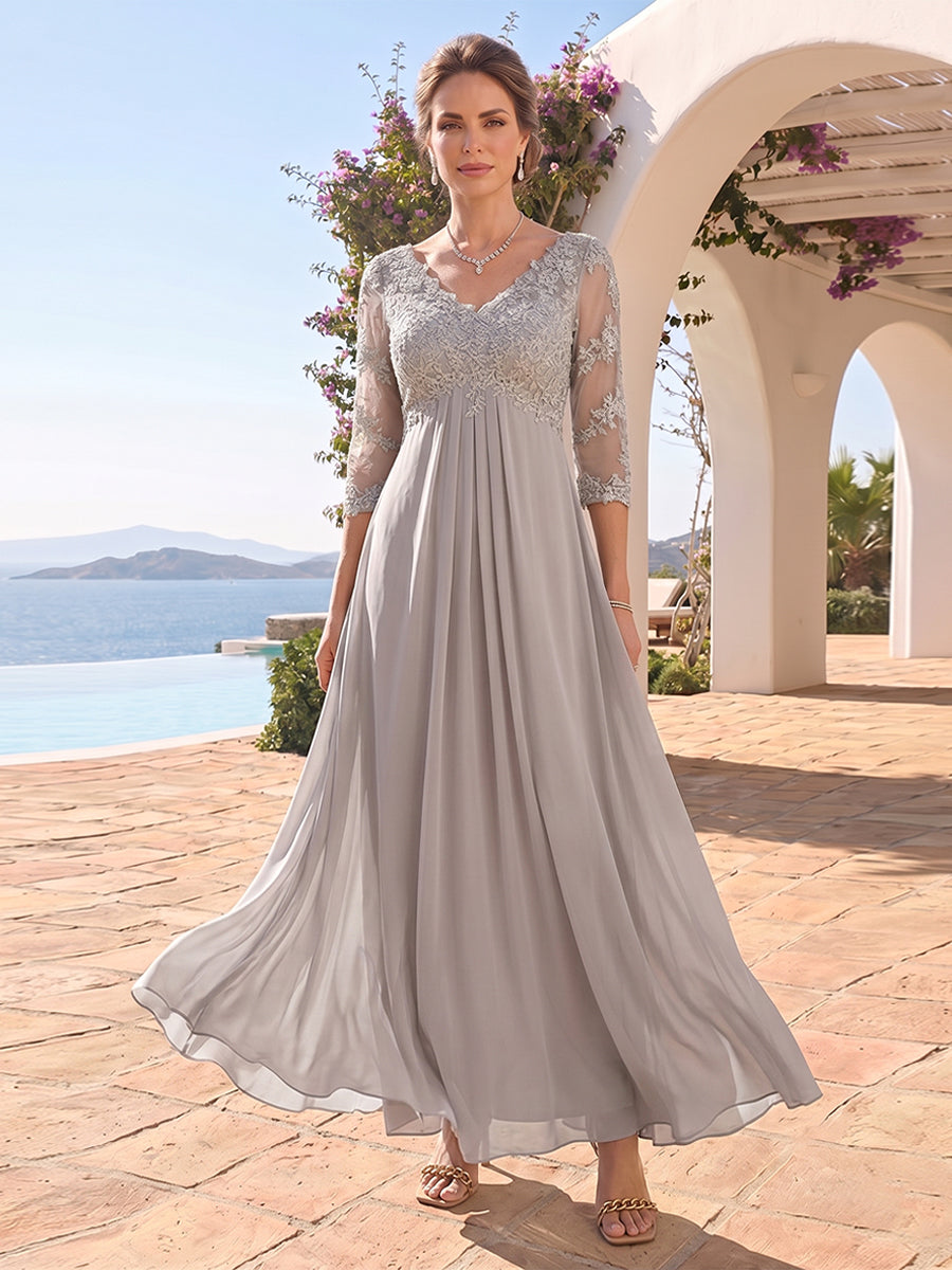Rina Claire Taupe front view mother of the bride dress