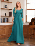 Rina Claire Turquoise front view mother of the bride dress