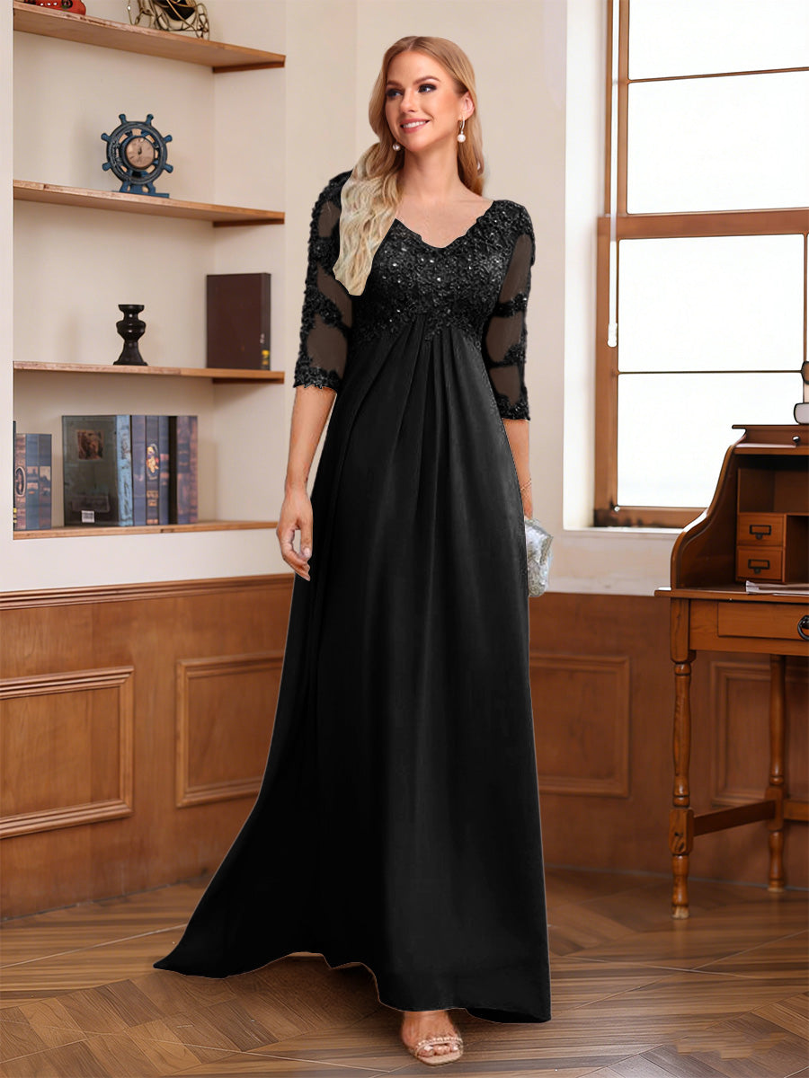 Rina Claire Black front view mother of the bride dress
