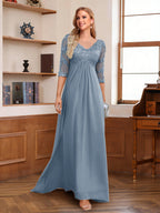 Rina Claire Dusty Blue front view mother of the bride dress