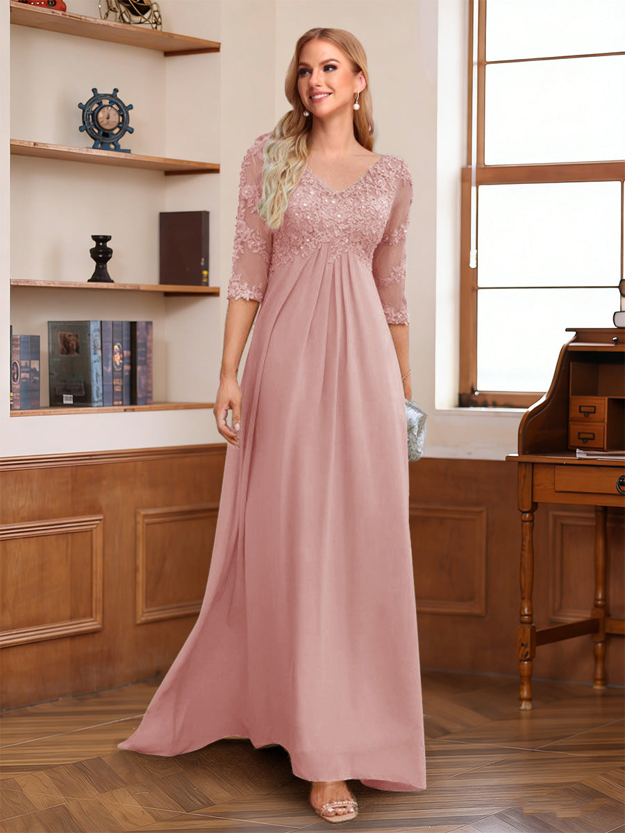 Rina Claire Dusty Rose back view mother of the bride dress
