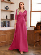 Rina Claire Fuchsia front view mother of the bride dress