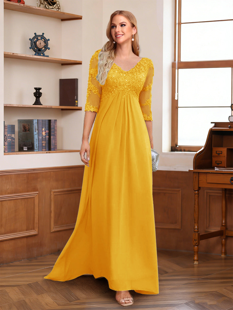 Rina Claire Gold front view mother of the bride dress