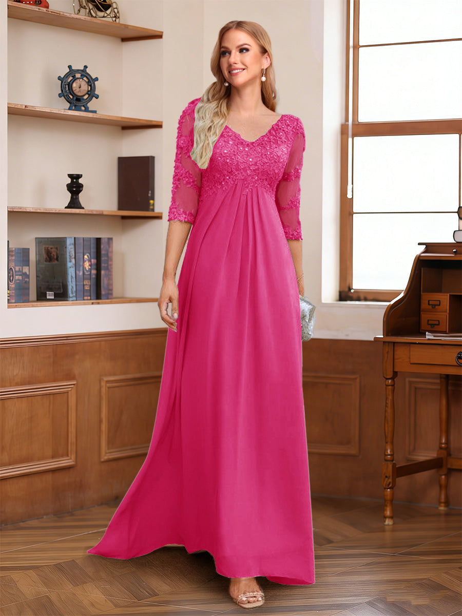 Rina Claire Hot Pink front view mother of the bride dress
