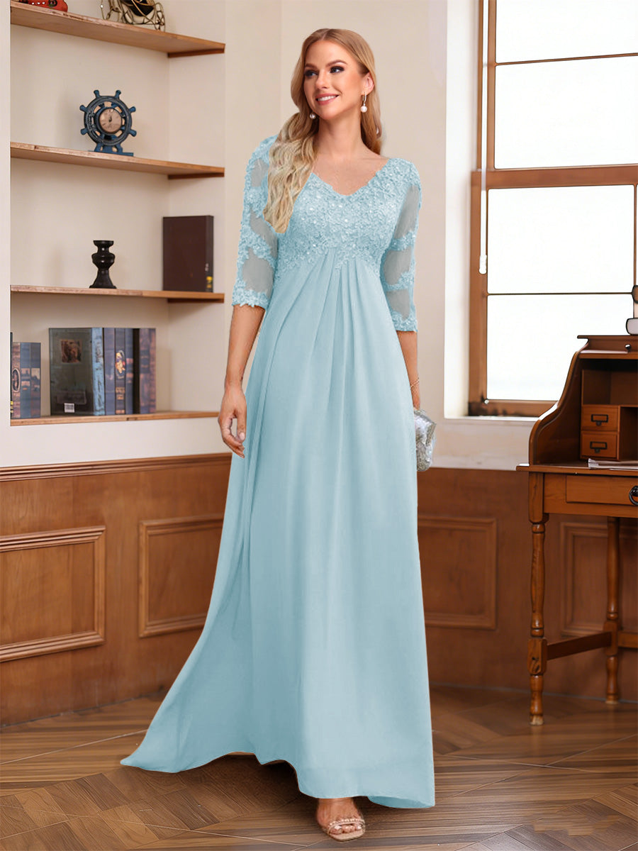 Rina Claire Sky Blue back view mother of the bride dress