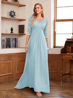 Rina Claire Sky Blue back view mother of the bride dress