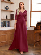 Rina Claire Burgundy back view mother of the bride dress