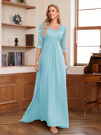 Rina Claire Sky Blue front view mother of the bride dress