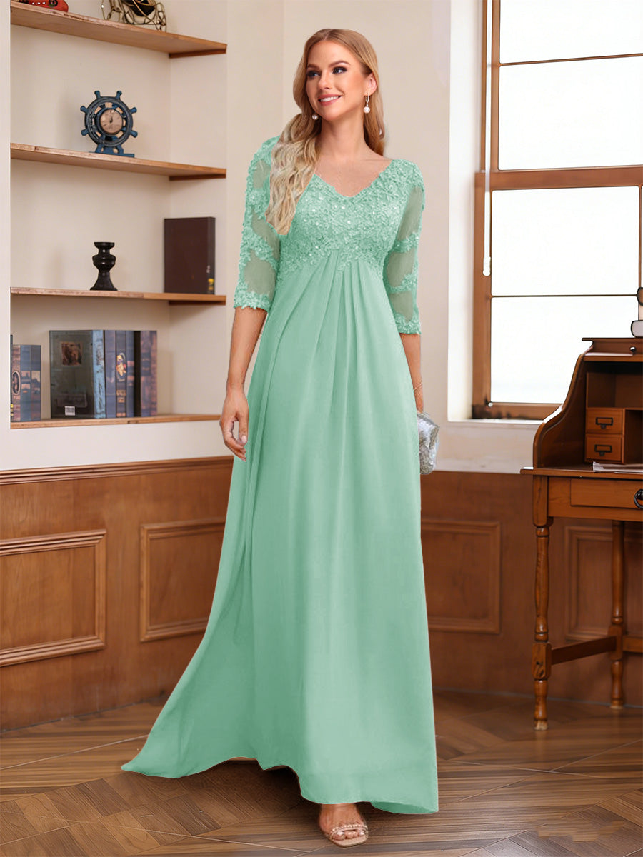 Rina Claire Mint Green front view mother of the bride dress