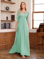 Rina Claire Mint Green front view mother of the bride dress