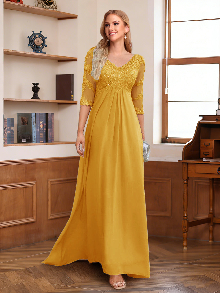 Rina Claire Gold back view mother of the bride dress