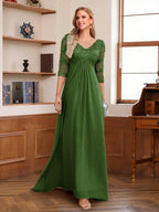 Rina Claire Olive Green front view mother of the bride dress