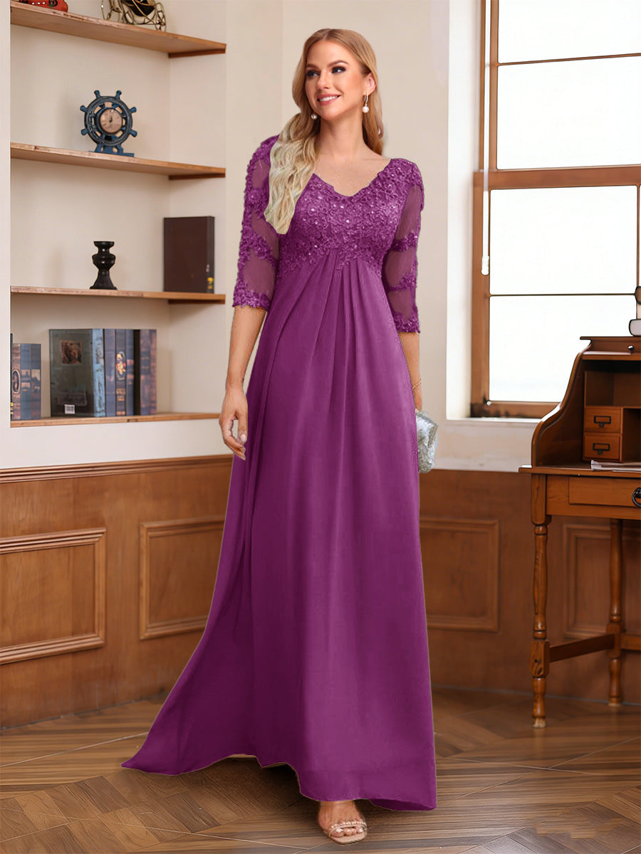Rina Claire Orchid front view mother of the bride dress