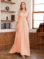 Rina Claire Peach front view mother of the bride dress