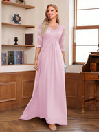 Rina Claire Rose Pink front view mother of the bride dress