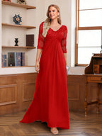 Rina Claire Red front view mother of the bride dress