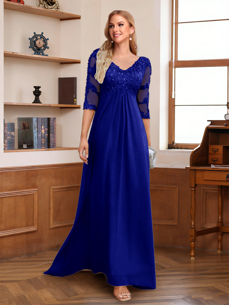 Rina Claire Royal Blue side view mother of the bride dress