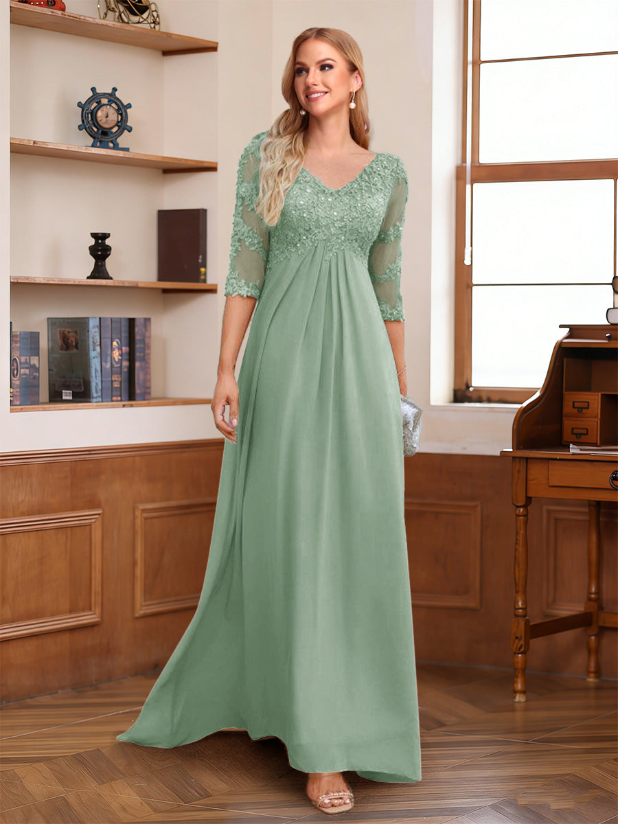Rina Claire Sage Green back view mother of the bride dress