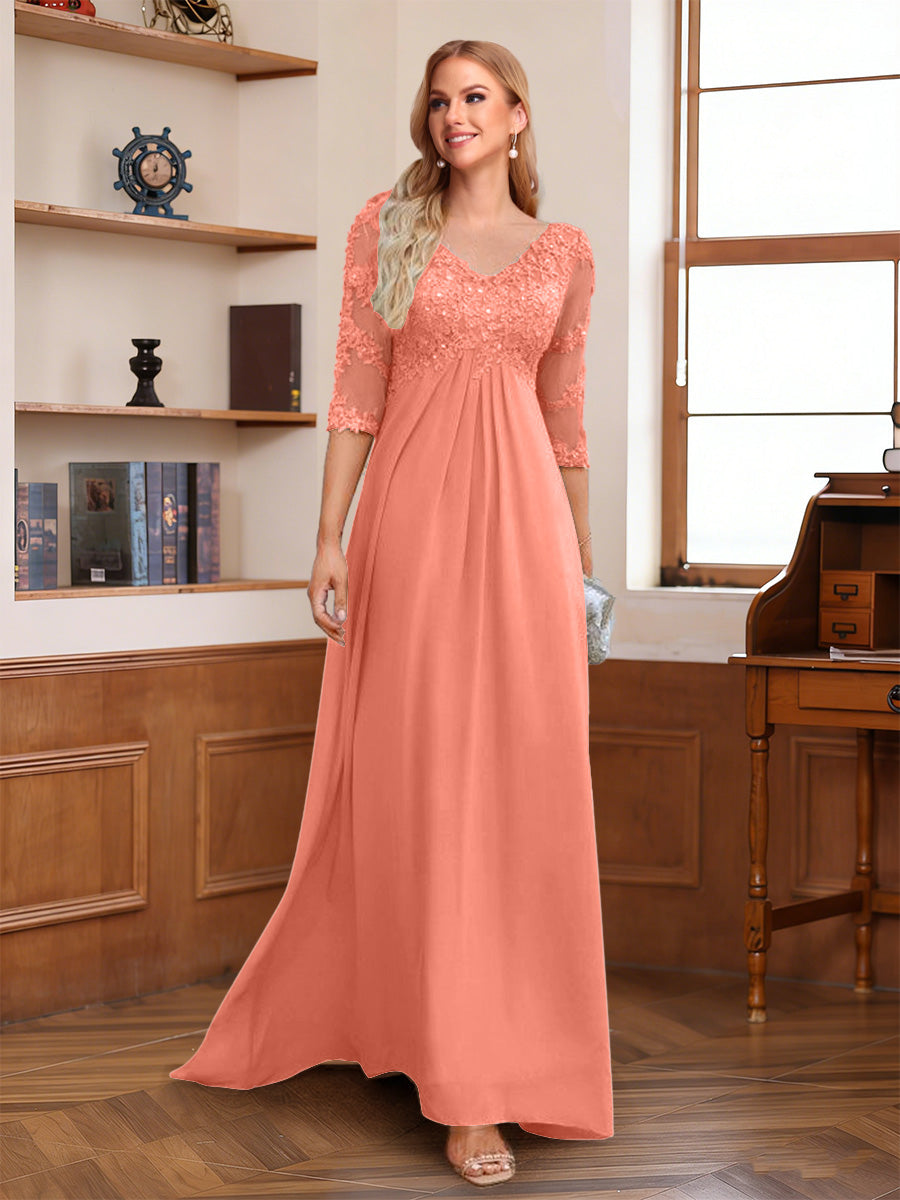 Rina Claire Coral back view mother of the bride dress