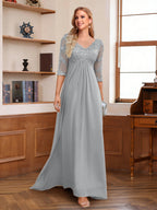 Rina Claire Silver front view mother of the bride dress