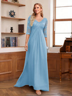 Rina Claire Sky Blue side view mother of the bride dress