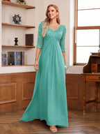 Rina Claire Pool Blue front view mother of the bride dress