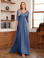 Rina Claire Steel Blue front view mother of the bride dress