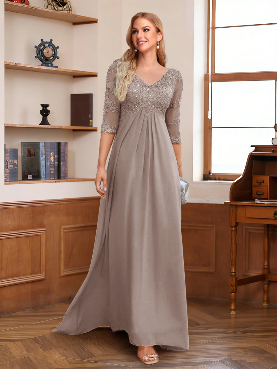 Rina Claire Taupe bodice detail mother of the bride dress