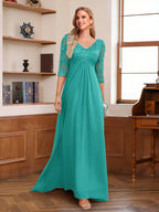 Rina Claire Turquoise back view mother of the bride dress