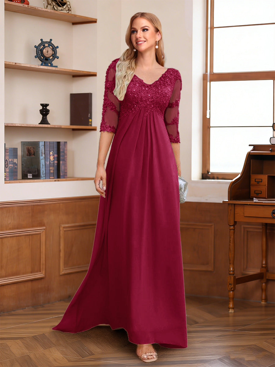 Rina Claire Burgundy side view mother of the bride dress