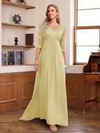 Rina Claire Yellow front view mother of the bride dress