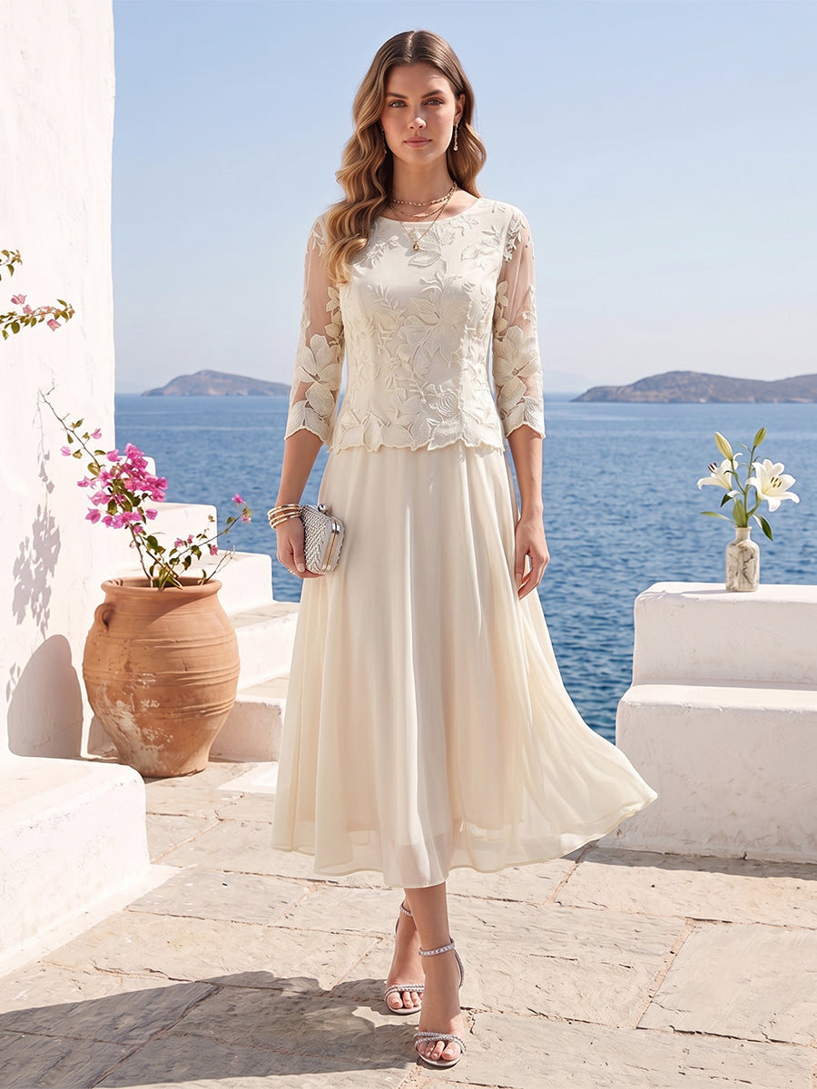 Wendy Claire Champagne front view mother of the bride dress