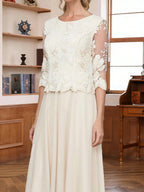 Wendy Claire Champagne side view mother of the bride dress
