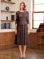 Wendy Claire Brown front view mother of the bride dress